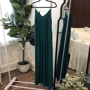 LOFT Emerald Green Cross-Back Maxi Dress